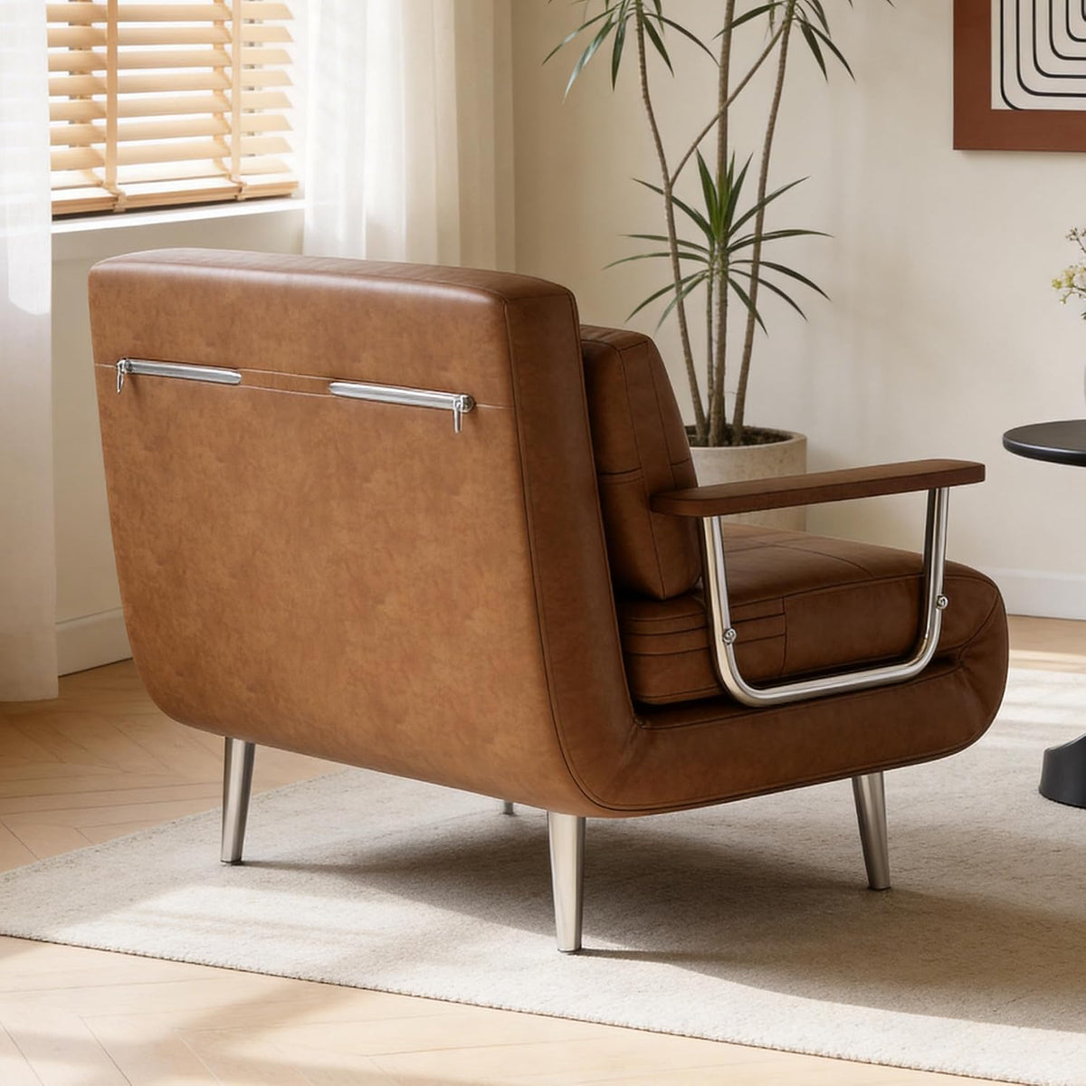 Convertible Sofa Bed Chair – Space-Saving Faux Leather Sleeper with Adjustable Backrest