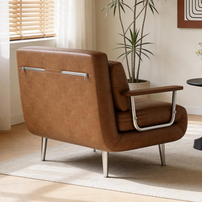 Convertible Sofa Bed Chair – Space-Saving Faux Leather Sleeper with Adjustable Backrest