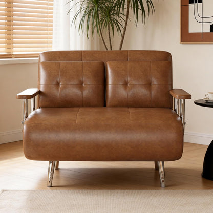 Convertible Sofa Bed Chair – Space-Saving Faux Leather Sleeper with Adjustable Backrest