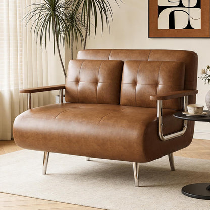 Convertible Sofa Bed Chair – Space-Saving Faux Leather Sleeper with Adjustable Backrest
