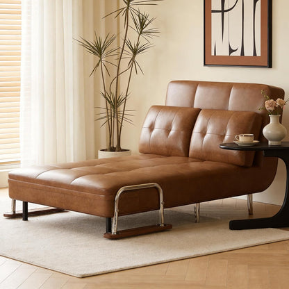 Convertible Sofa Bed Chair – Space-Saving Faux Leather Sleeper with Adjustable Backrest