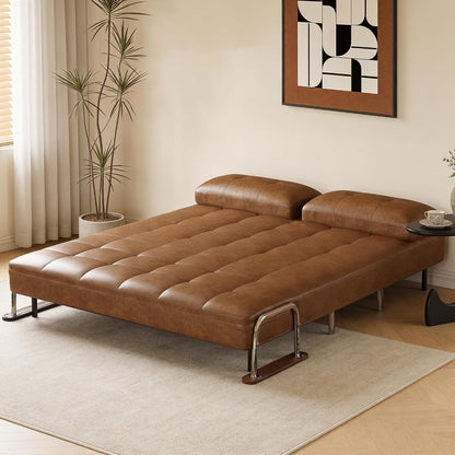 Convertible Sofa Bed Chair – Space-Saving Faux Leather Sleeper with Adjustable Backrest